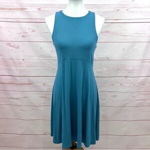 Athleta Soft Blue Modal High Neck Santorini Thera Stretch Jersey Athletic Dress